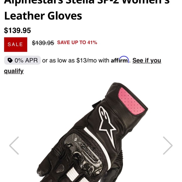 Alpinestars Black and Pink Motorcycle Gloves - Picture 4 of 4